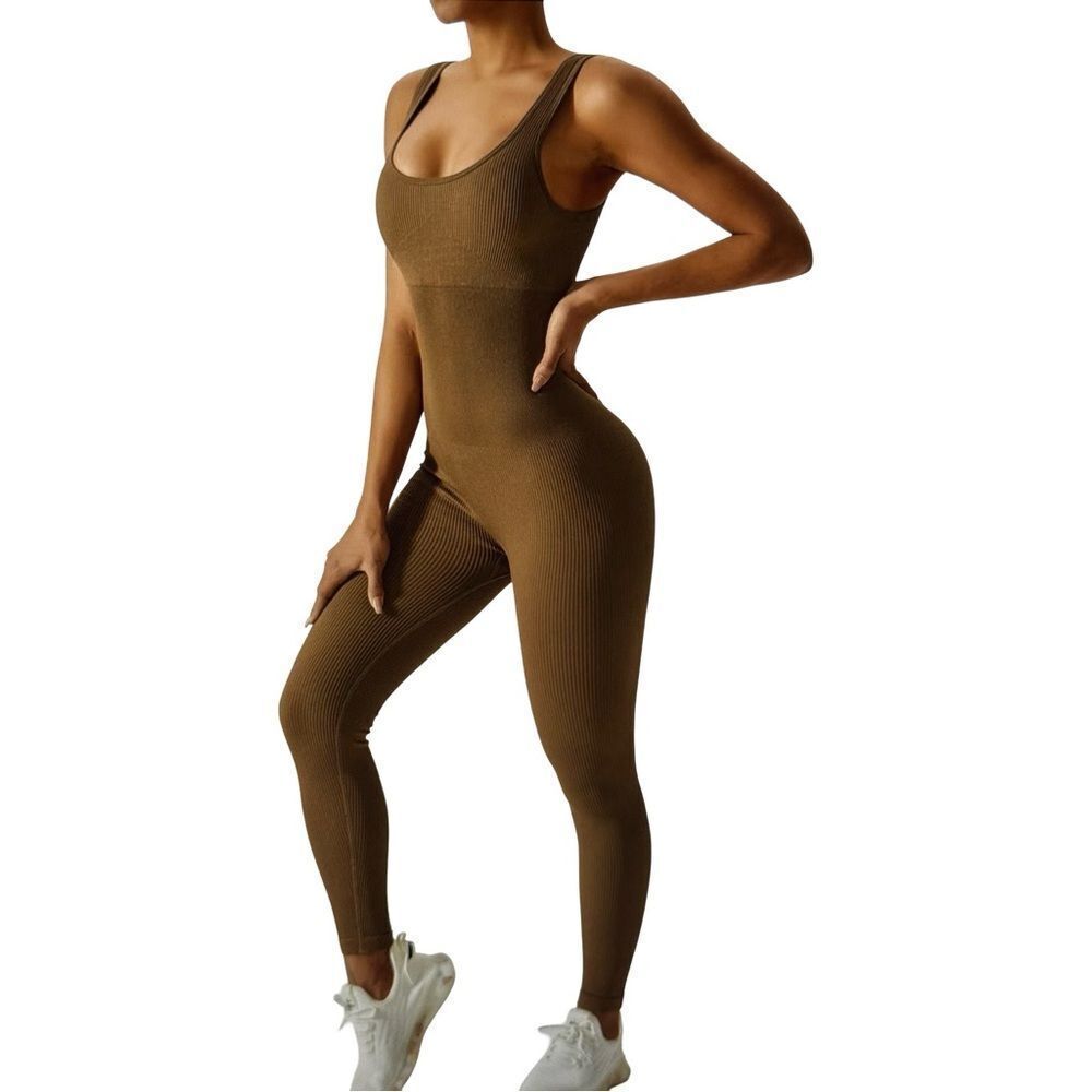 Seamless One Piece Hip Lift Crewneck Jumpsuit.